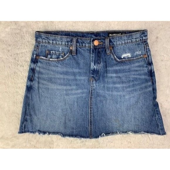 Blank NYC Size 28 Womens Denim Jean Skirt Cotton Distressed Raw Hem - Picture 1 of 3